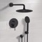 Matte Black Shower System With Rain Shower Head and Hand Shower